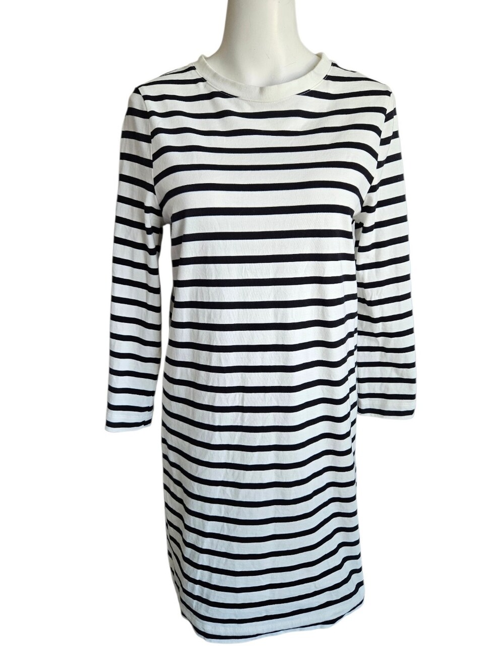 Boden Black Striped Cotton Jersey T-shirt Dress Sz 6 Coastal Nautical Casual